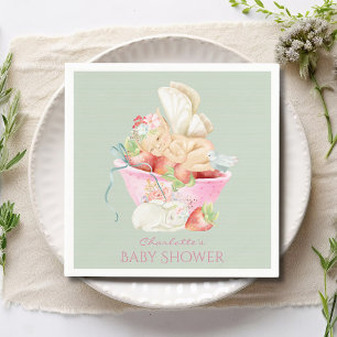 Babydusche Wasserfarbe Girl Fairy Niedliches Kanin Serviette
