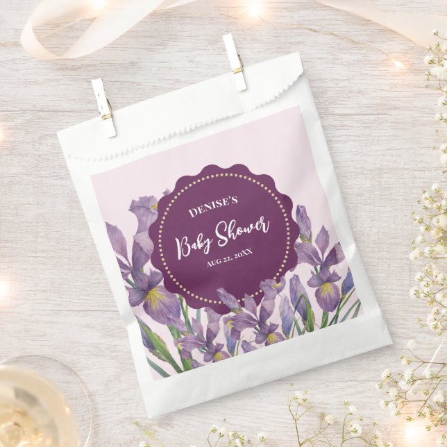 Babydusche Wasserfarbe Lila irisch botanisch Geschenktütchen (Ausgeschnitten)