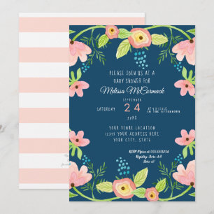 Babydusche Wasserfarbe Mädchen Moderne BOHO Blumen Einladung