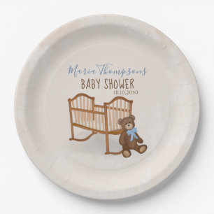 Babydusche Wasserfarbe Moderne Teddy Bären Wiege Pappteller