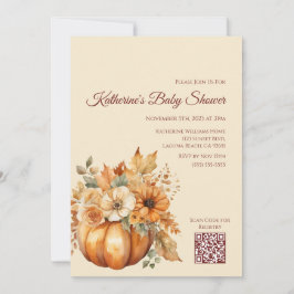 Babydusche Wasserfarbe Pumpkin Blumendesign- Einladung