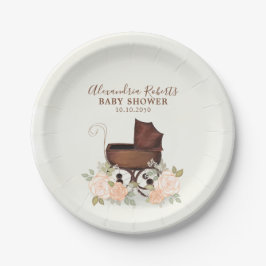 Babydusche Wasserfarbe Rustikale Vegetation Pappteller