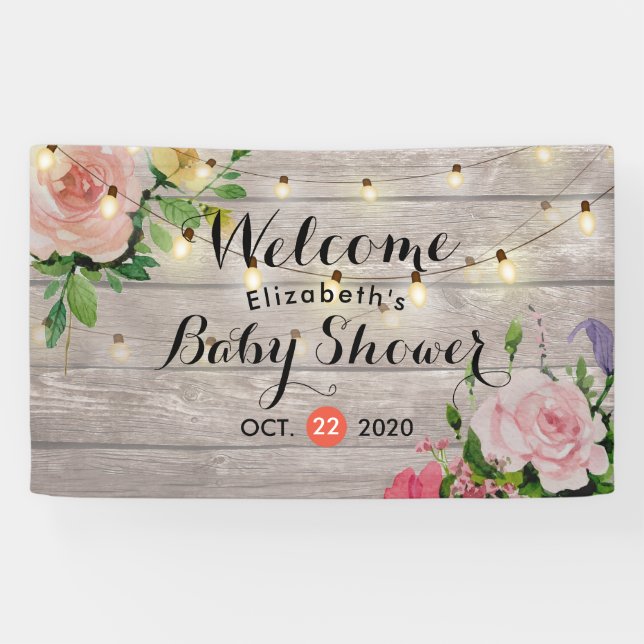 Babydusche Wasserfarbe Sukkulente Pflanze Weißholz Banner (Horizontal)