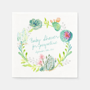 Babydusche Wasserfarben Art Cactus Sukkulent Deser Serviette