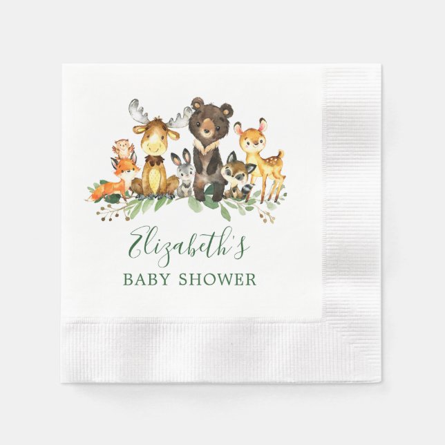 Babydusche Wasserfarben Landtiere Serviette (Vorderseite)