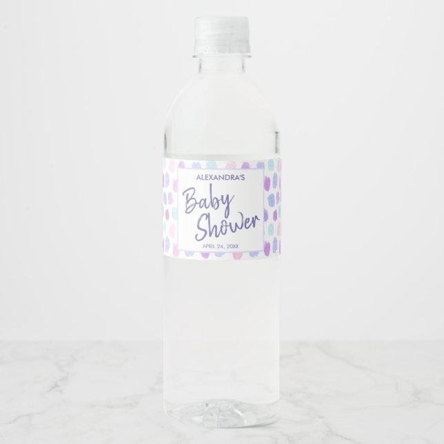 Babydusche Wasserfarbmuster Lila Skript (Vorderseite)