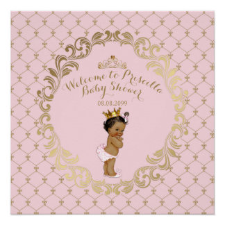 Babydusche, weich, rosa und goldfarben, roylicher  poster