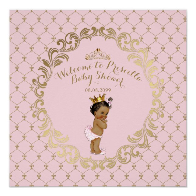 Babydusche, weich, rosa und goldfarben, roylicher  poster (Vorderseite)