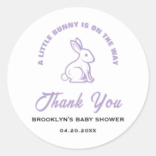 Babydusche Weißes Lila Ostern Kleines Bunny Cool Runder Aufkleber