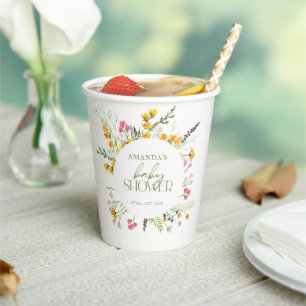 Babydusche Wildblumen Tischgeschirr Dekoration Pap Pappbecher