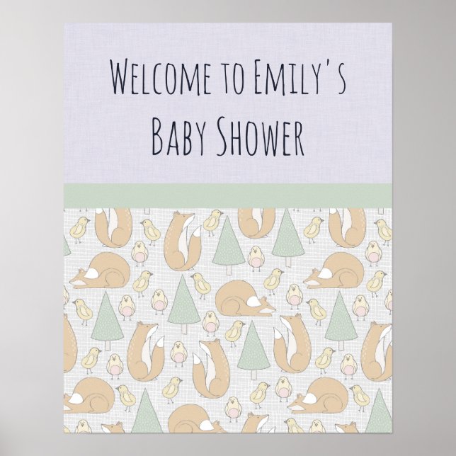 Babydusche Willkommen bei Woodland Creatures Poster (Vorne)