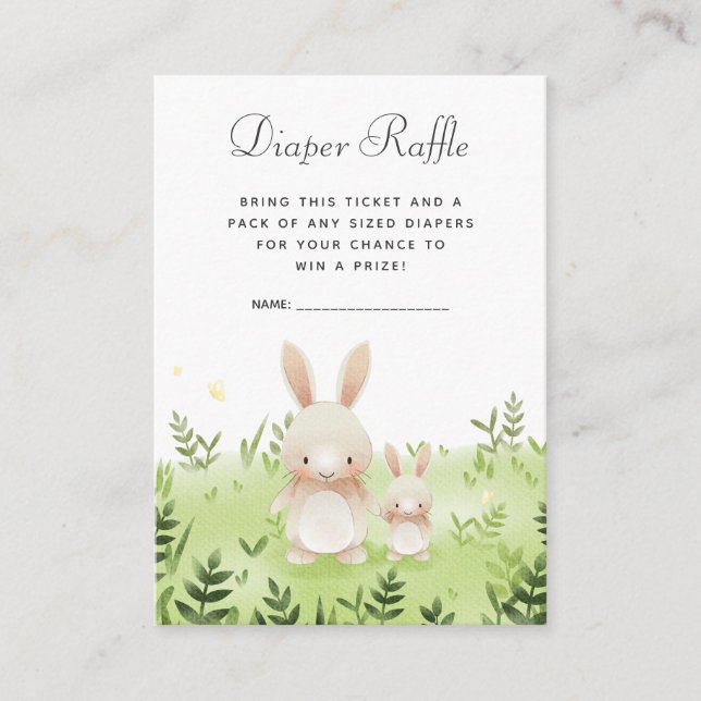 Babydusche Windeln Raffelkarten | Little Bunny Begleitkarte (Vorderseite)
