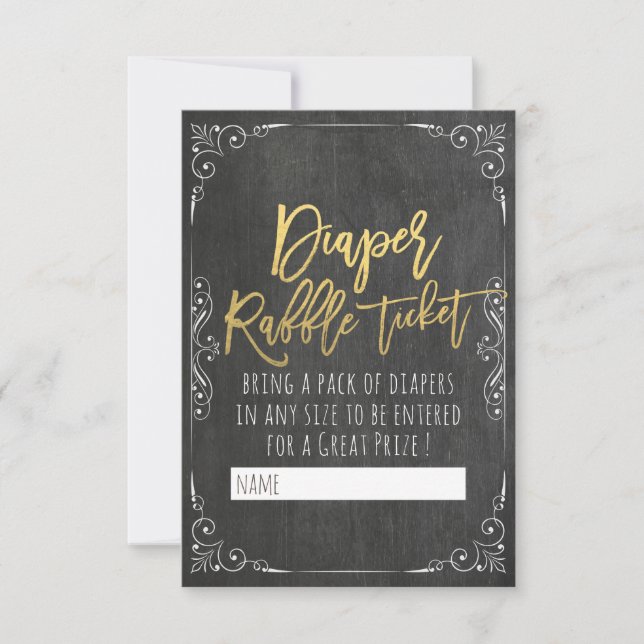 Babydusche Windeln Raffle Ticket Blumenhalskarte Einladung (Vorderseite)