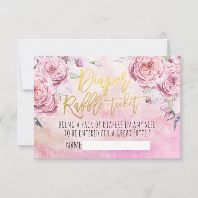 Babydusche Windeln Raffle Ticket Bohemische Blume Einladung (Vorderseite)