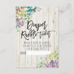 Babydusche Windeln Raffle Ticket Succulents Holz Einladung