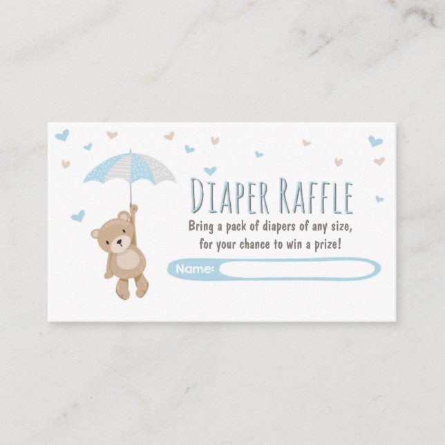 Babydusche Windelwanne Teddy Bear Blue Begleitkarte (Vorderseite)