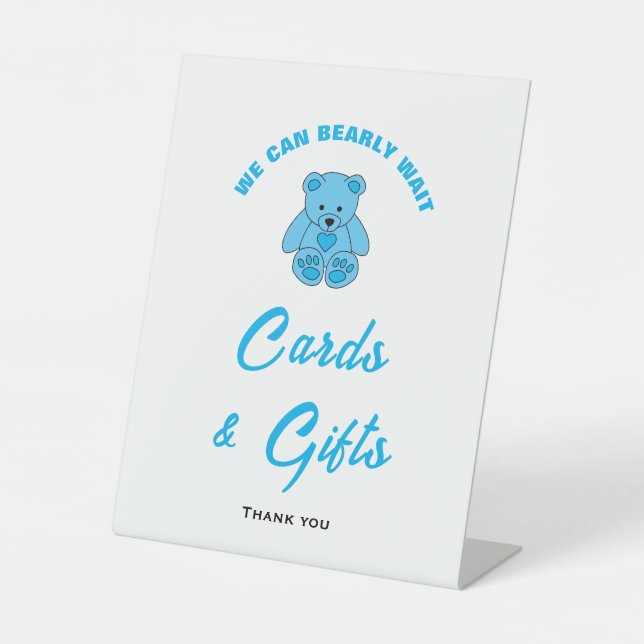 Babydusche Wir können frühzeitig abwarten Karten u Sockelschild (Vorderseite)