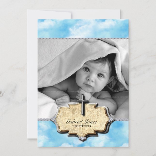 Babydusche Wolken Weihnachtsfeier Taufe Einladung (Vorderseite)