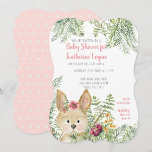 Babydusche Woodland Tierkaninchen Blumenart Einladung