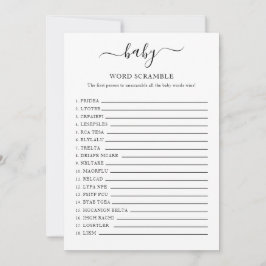 Babydusche Word Scramble Card Einladung