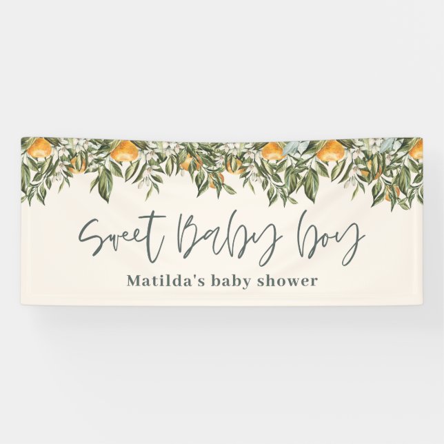 Babydusche Zitrusfrüchte Orange botanisches Blattw Banner (Horizontal)