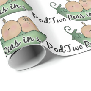 Babydusche Zwei Erbsen in einem Pod-Packpapier Geschenkpapier