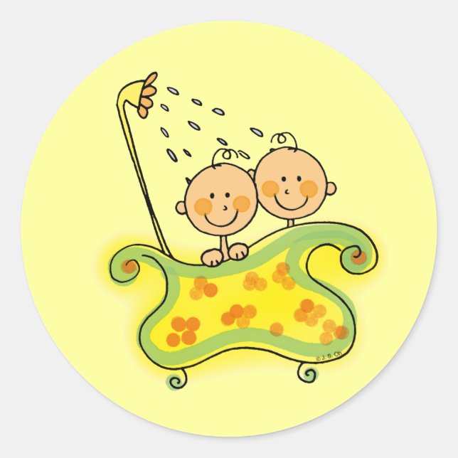 Babydusche (Zwillinge) Runder Aufkleber (Vorderseite)