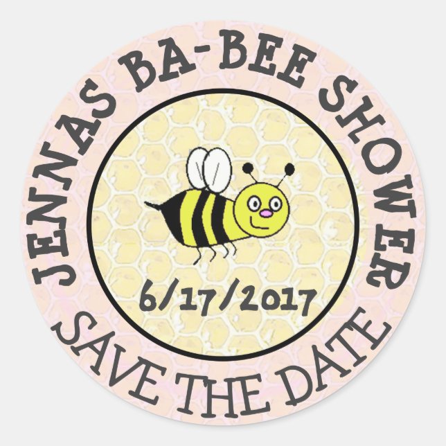 Babyduschenaufkleber Save the Date Runder Aufkleber (Vorderseite)