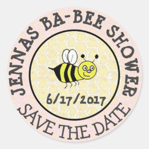 Babyduschenaufkleber Save the Date Runder Aufkleber