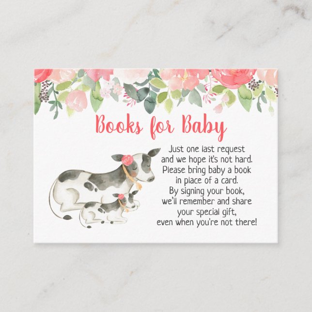 Babyduschenbuchkarten für Floral Dairy Cow Begleitkarte (Vorderseite)