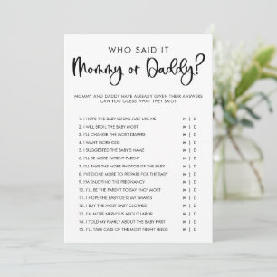 Babyduschenspiel Mommy oder Daddy Einladung