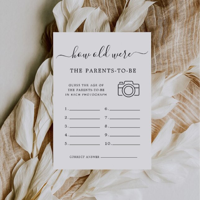 Babyduschenspiel wie alt die Eltern waren Einladung (Baby Shower Game How Old Were The Parents-To-Be Invitation)