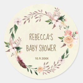 Babyduschfavoriten Aufkleber boho Blumenfeder