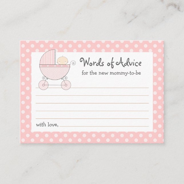 Babyduschgarage mit Mommy Advice Card | Rosa Hinweiskarte (Vorderseite)