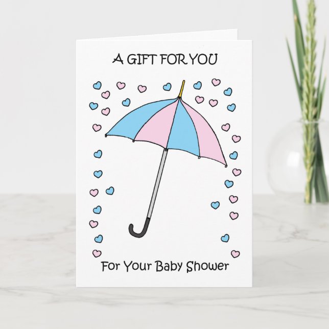 Babyduschgeschenk Confetti und Regenschirm Dankeskarte (Vorderseite)