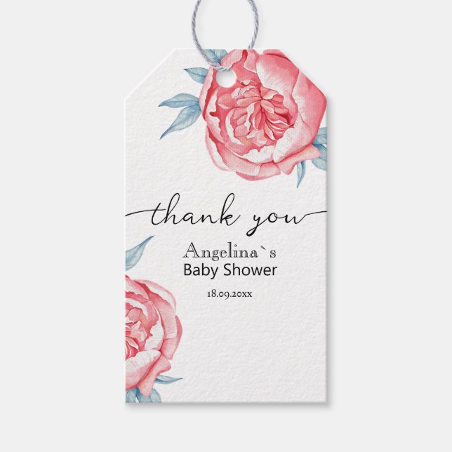 Babyduschgeschenk-Tag mit Aquarellbäckerchen Geschenkanhänger (Vorderseite)