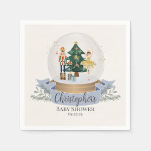 Babyduschgeschirr mit blauen Nussknacken Serviette