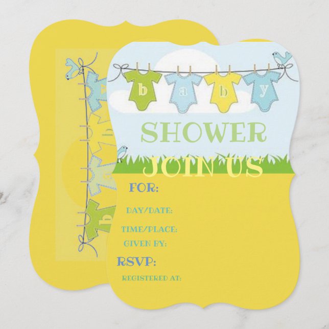 Babyduschkarte Einladung (Vorne/Hinten)