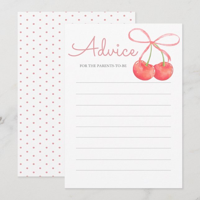 Babyduschkarte für Cherry und Rosa Ribbon Einladung (Vorne/Hinten)