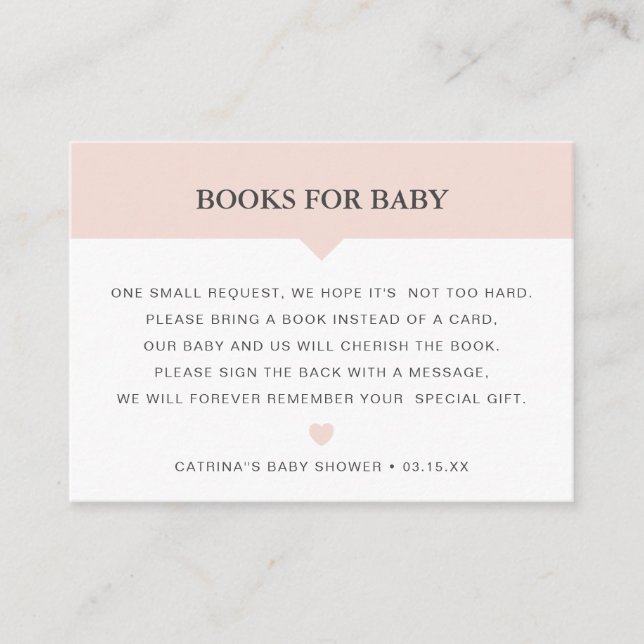 Babyduschkarte für das Blush Book anfordern Begleitkarte (Vorderseite)