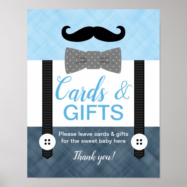 Babyduschkarten und Geschenke für Jungs - Schild b (Vorne)