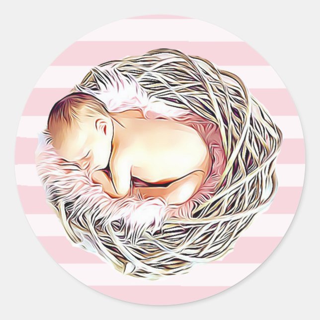 Babyduschkleber für niedliche Rosa Runder Aufkleber (Vorderseite)