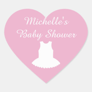 Babyduschkleber in rosa Herzform mit Tutu Herz-Aufkleber
