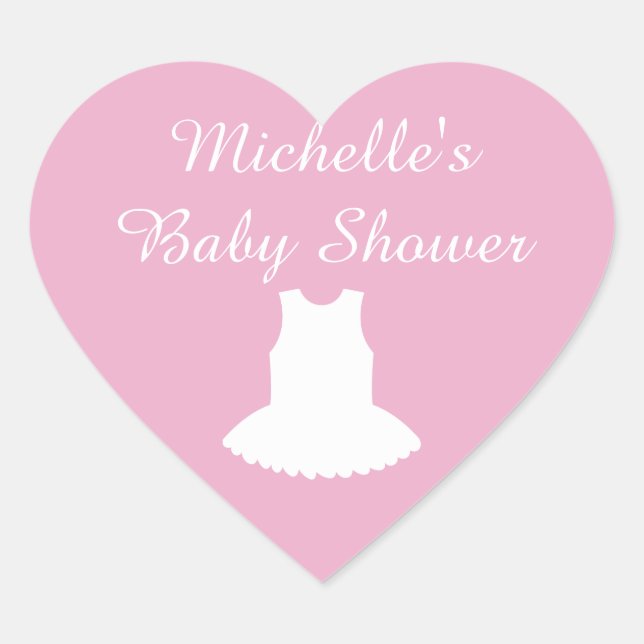 Babyduschkleber in rosa Herzform mit Tutu Herz-Aufkleber (Vorderseite)