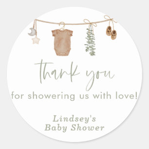Babyduschkleber, Sage Green Baby Shower Gefallen Runder Aufkleber