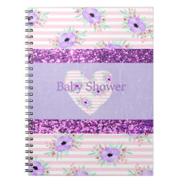 Babyduschmaschine Lila & rosa Blütenblatt Notizblock