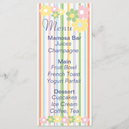 Babyduschmenü "Blume und Streifen" Menükarte