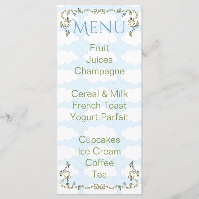 Babyduschmenü "Castle in the Sky/Yellow" Menükarte (Vorderseite)