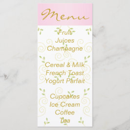 Babyduschmenü "Gold Pink Birds" Menükarte
