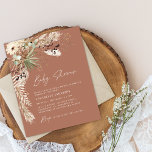 Babyduschpampen modern und elegant flyer<br><div class="desc">Günstige Babydusche Pampas Gras und Eukalyptus moderne boho elegante Party Einladung Design. In einer zeitgenössischen Terrakotta,  Salbei grün,  natürlich,  creme und schwarz.</div>